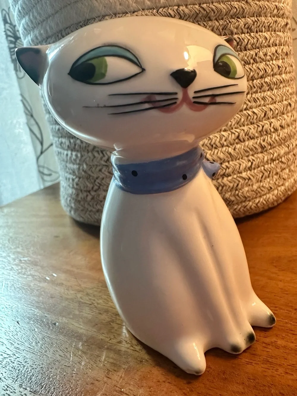 Vintage MCM Holt Howard Kozy Kitten Blue Scarf Cat Salt/Pepper Shaker (1)